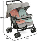 Joie - Aire™ Twin - Poussette Double - Sièges Inclinables Indépendants - Harnais 5 Points - Suspension 4 Roues - Pliage Facile Et Compact - Capotes UPF 50+ - Dès la Naissance