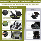 Gcarebb 3 in 1 Kinderwagen, Buggy Mit Auto Babyschale, Mit Höhenverstellbarer Kinderwagen Komplettset, KombiKinderwagen Mit Aluminiumrahmen für Neugeborene 0-4 Jahre