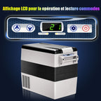 Réfrigérateur 52l de Voiture -20℃/+10℃ Mini Réfrigérateur Portable Ecran Lcd Adaptateur 69x34,5x52,5cm Noir+Gris