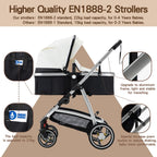 Gcarebb 3 in 1 Kinderwagen, Buggy Mit Auto Babyschale, Mit Höhenverstellbarer Kinderwagen Komplettset, KombiKinderwagen Mit Aluminiumrahmen für Neugeborene 0-4 Jahre