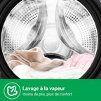 Lave-linge CFL80-14586IM3XA, Chargement frontal 8 kg,Space Pro,Moteur Inverter stable, 1400 tr/min, Programme intelligent à IA, Fonction vapeur, Lavage rapide 15 minutes, 15 cycles lavage, Gris