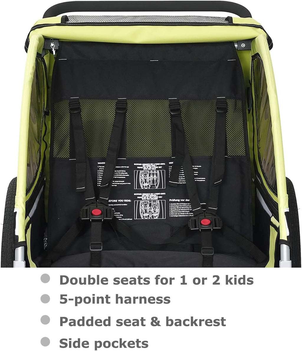 Tiggo S2 Kinderanhänger mit Federung Jogger 2 in 1 Kinder Buggy fahrradanhänger Anhänger 360° Drehbar