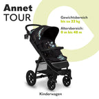 LIONELO Annet Plus Buggy bis 22 kg mit Liegefunktion, Kinderwagen klein zusammenklappbar mit Zubehör, Eva-Schaum-Räder, Moskitonetz, Fußdecke Getränkehalter, Korb
