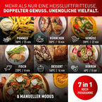 Tefal Dual Easy Fry Heißluftfritteuse Doppelkammer, 5,2/3,1 L Fassungsvermögen, zwei unabhängige Schubladen, 7 automatische Programme, energiesparend, schwarz, EY9018