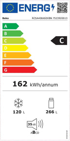 Beko RCNE366E70ZXBRN bPRO700 freistehende Kühl-/Gefrierkombination, großer Kühlschrank, 323 l Gesamtrauminhalt, HarvestFresh, NoFrost, leise, SmoothFit, 0°C-Zone, Dark Inox