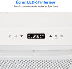 MEDION Smart Climatiseur Split P502 (5000 BTU, 3-en-1, Refroidir, Déshumidification, Ventilation, pour caravane, camping-car, kit de joint de fenêtre, mode sommeil, contrôle Wifi, Écran, MD 37735)
