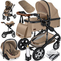 KESSER® Loops 3 in 1 Kinderwagen Kombikinderwagen Komplett-Set inkl. Babywanne & Buggy Sportsitz & Auto-Babyschale Voll-Gummireifen Wickeltasche Regenschutz Kindertisch ECE R129, Grau/Silber