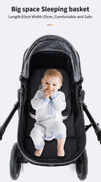 YAZOCO kinderwagen 3 in 1 Buggy Babybett Komplett Set Einem Klick Zusammenklappbarer Kinderwagen, KombiKinderwagen Aluminiumrahmen für Neugeborene Sitzzubehör (1 schwarz)