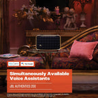 JBL Authentics 200 Smart Home Lautsprecher – 70er Jahre Retro-Design Bluetooth Box – Mit Quadrex Grill, Google Assistant, Alexa, AirPlay und JBL One App – Schwarz