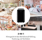 KLARSTEIN Grandbreeze Pro 14K – Mobiles Klimagerät, Luftentfeuchter, Ventilator, 3 Geschwindigkeiten, 14000 BTU/1,65 kW, Raum: 42 bis 68 m², Durchfluss: 460 m³/h, CEE A – Weiß Klimaanlage