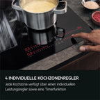 AEG Induktionskochfeld autark 80cm mit Dunstabzug / Made in Germany / 4 Flex-Kochzonen mit Bridge (Kombination 2er Zonen) / Auto-Funktion des Dunstabzugs / Aktivkohlefilter / COLI84COXB