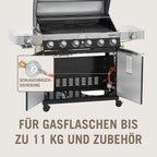 RÖSLE Elektrogrill BBQ-Portable Videro E2-P, tragbarer Tischgrill mit 2 Brennern, Warmhalterost und Deckel mit Glaseinsatz, pulverbeschichteter Stahl, schwarz/silbern