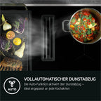 AEG Induktionskochfeld autark 80cm mit Dunstabzug / Made in Germany / 4 Flex-Kochzonen mit Bridge (Kombination 2er Zonen) / Auto-Funktion des Dunstabzugs / Aktivkohlefilter / COLI84COXB