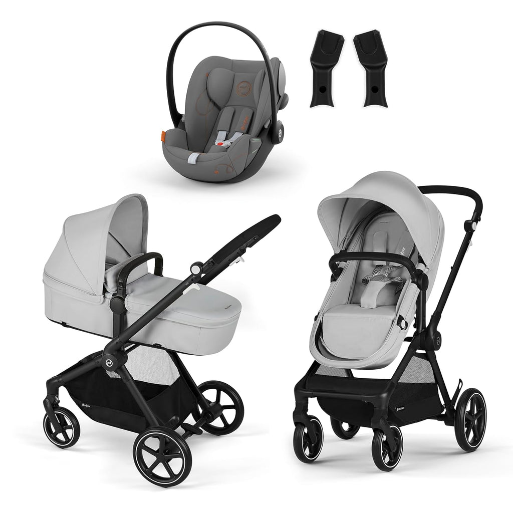 CYBEX Gold Kinderwagen EOS Lux 2-in-1, Reisesystem, Ab Geburt bis 22 kg (ca. 4 Jahre), Moon Black