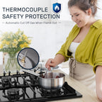 TOPWISH Gaskochfeld 4 flammig,Einbau Gaskochfeld,Gaskochfelder mit rote beleuchteter Drehknopf,ghärtetes Glas-Gaskochfeld,Glasherd,NG/LPG Konvertierbar,Automatischer Thermoelementschutz,60cm,8000 Watt