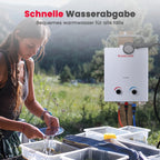 AS132 Chauffe-eau instantané au gaz 5 l - 50 mbar - Chauffe-eau GPL - Pour camping-car, camping, douche, lavage de cheval