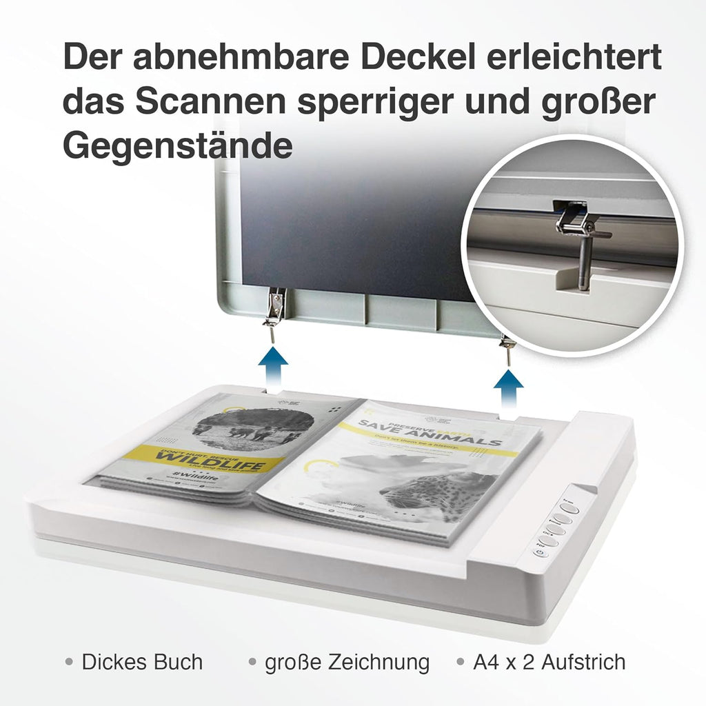 Plustek A3-Flachbettscanner OS1180, für A3-Grafiken und Dokumente Design für Büchereien, Schulen und kleine Büros. Benötigt ca. 9 Sekunden für EIN A3-Dokument.