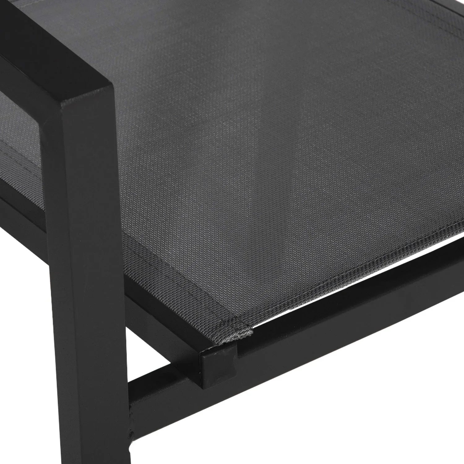 Lot de 8 chaises en aluminium anthracite - textilène gris -