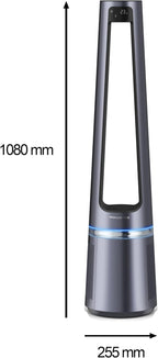 Rowenta QU5062 Eclipse 3in1 Luftreiniger | Heizlüfter | Ventilator | filtert 99,9% der Partikel | für 30 m2 Raumgre | schnelle Heizung bis zu 35°C | automatischer Tag- und Nachtmodus | Schwarz/Grau