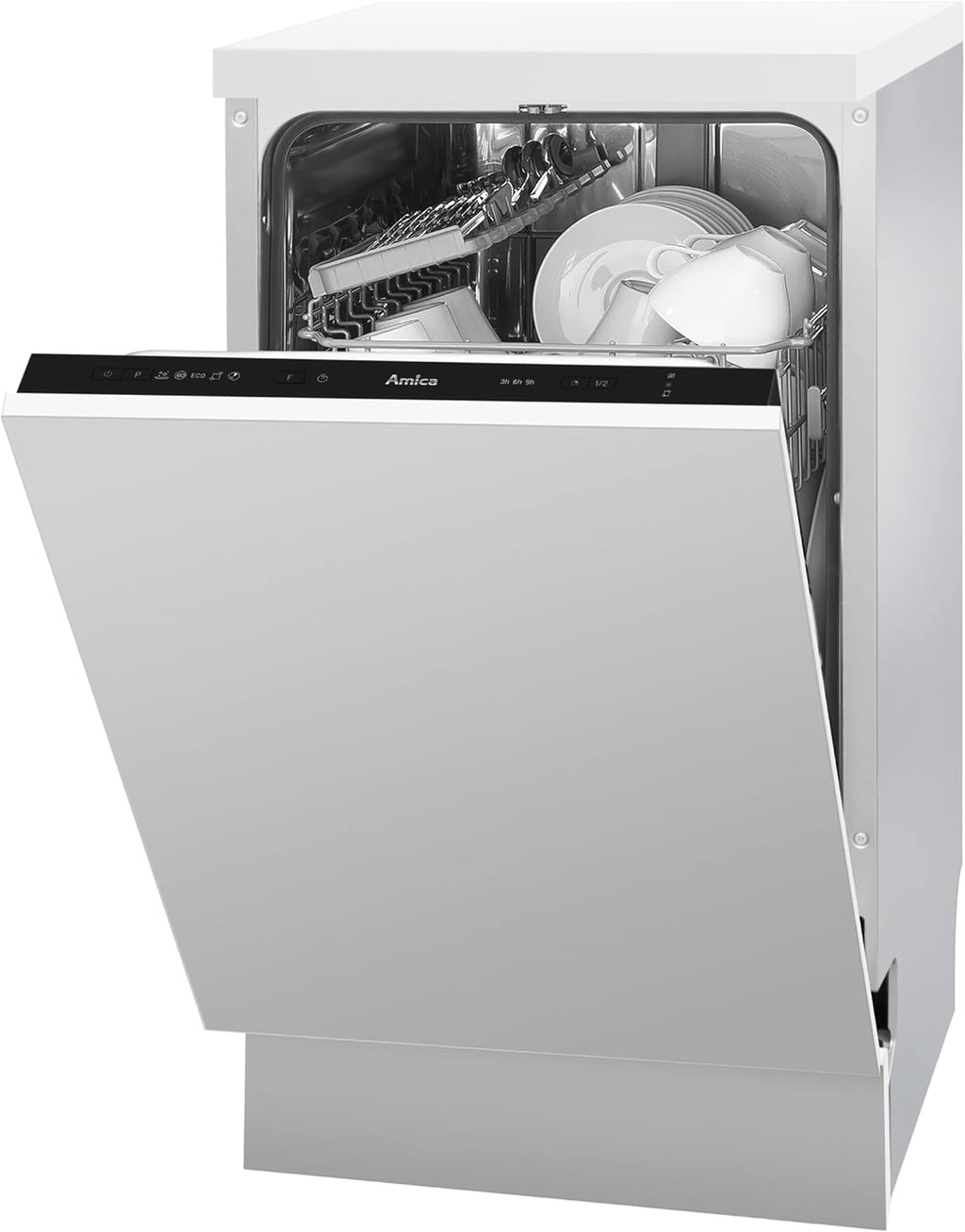 Amica Einbau-Geschirrspüler EGSPV 597 910 / vollintegriert / 60 cm breit / 5 Programme, 12 Maßgedecke/Startzeitvorwahl