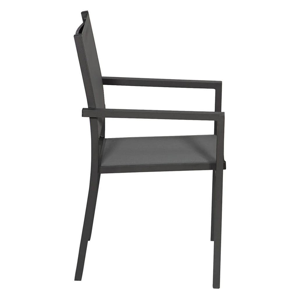 Lot de 8 chaises en aluminium anthracite - textilène gris Happy Garden