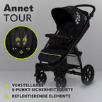 LIONELO Annet Plus Buggy bis 22 kg mit Liegefunktion, Kinderwagen klein zusammenklappbar mit Zubehör, Eva-Schaum-Räder, Moskitonetz, Fußdecke Getränkehalter, Korb