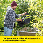 Kärcher 18 V Akku-Laubbläser und -sauger BLV 18-200 Battery Set, inkl. 18 V/2,5 Ah Akku und Schnellladegerät, mit Mulchfunktion, Luftgeschwindigkeit: 200 km/h, Fangsackvolumen: 45 l, Gewicht: 3,5 kg