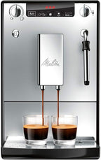 Melitta Solo & Milk - schlanker Kaffeevollautomat mit Milchaufschäumer, Kaffeemaschine mit abnehmbarem Wassertank, für z. B. Kaffee oder Cappuccino, silber