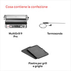 Braun MultiGrill 9 Pro CG 9160, Elektrogrill mit 2 unabhängigen Thermostaten, 3 Kochpositionen, spülmaschinenfeste Platten, integrierte Thermosonde, 2200 W, Schwarz/Edelstahl