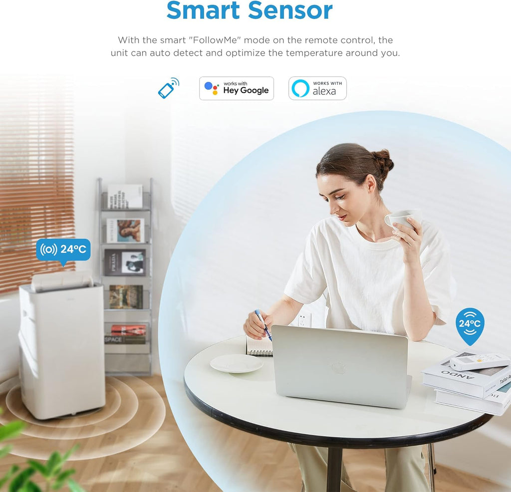 Midea Mobiles Klimagerät Real Cool 35, 12000 BTU, Raumgröße bis 117m³(43㎡), APP-Steuerung/Alexa/Google Home/IFTTT, Mobile, Weiß