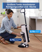 Tineco iFLOOR 5 Steam Nass Trockensauger, 120℃ Hochtemperatur-Dampf, Dampfreiniger mit Kabel, Selbstreinigung Nasssauger, Hartholz bodenreiniger für klebrige Verschmutzungen, Essensreste
