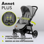 LIONELO Annet Plus Buggy bis 22 kg mit Liegefunktion, Kinderwagen klein zusammenklappbar mit Zubehör, Eva-Schaum-Räder, Moskitonetz, Fußdecke Getränkehalter, Korb