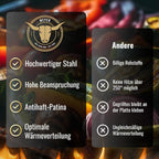 Feuerplatte für Kugelgrill Handgriffe 90 cm, 5 mm Stärke #921 – INKL. Grilleinsatz, Grillplatte für Feuertonne & Feuerschale, Massive Stahlplatte Plancha Grillring für BBQ & Teppanyaki