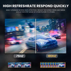 CRUA 24" 180 Hz Curved Gaming-Monitor - FHD 1080P rahmenloser Computermonitor, AMD Freesync, geringe Bewegungsunschärfe, DP- und HDMI-Anschluss, Schwarz