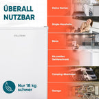 Stillstern Mini Gefrierschrank (42L) -18°C, Eiswürfelschale, Schloss, Türanschlag wechselbar, 4-Sterne Tiefkühlschrank für Camping/Büro Gefriertruhe Klein Gefrierschrank Klein Tiefkühltruhe