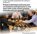 Braun MultiGrill 9 Pro CG 9160, Elektrogrill mit 2 unabhängigen Thermostaten, 3 Kochpositionen, spülmaschinenfeste Platten, integrierte Thermosonde, 2200 W, Schwarz/Edelstahl