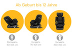 Osann Eno360 i-Size, drehbarer Kindersitz 40-150 cm, Reboarder mit Isofix, Baby Autositz – All Black