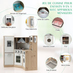 Cuisine Enfants en Bois XXL Angle 105 x 49 x 85 cm ( L x l x H ) Cuisine Complet avec Four Lave Linge 3 An+
