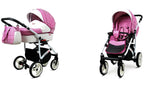 BabyLux® Bambimo Kinderwagen Set 3 in 1 - White Lux - incl. Babywanne, Buggy Sportsitz, Auto-Babyschale - Autositz - Kinderwagenset - Kombikinderwagen mit Wickeltasche, Regenschutz usw.