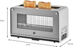WMF Lono Toaster Glas mit Brtchenaufsatz, 2 Scheiben, XXL, motorisierte Toastaufnahme, Aufwrm-Funktion, 7 Brunungsstufen, Toaster edelstahl matt