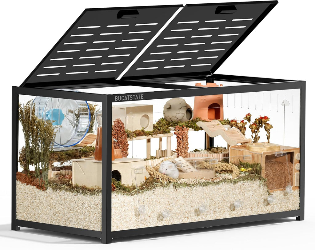 BUCATSTATE Hamsterkäfig 3,0: Metall Rattenkäfig Kleintierkäfig Groß Stapelbar mit Einfacher Montage 120L x 60W x 62H cm für Nager, Mäuse, Zwerghamster (0,72m², Weiß)