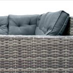 Salon de Jardin 9 personnes & Coffre de Rangement en Rotin – Gris Jardi