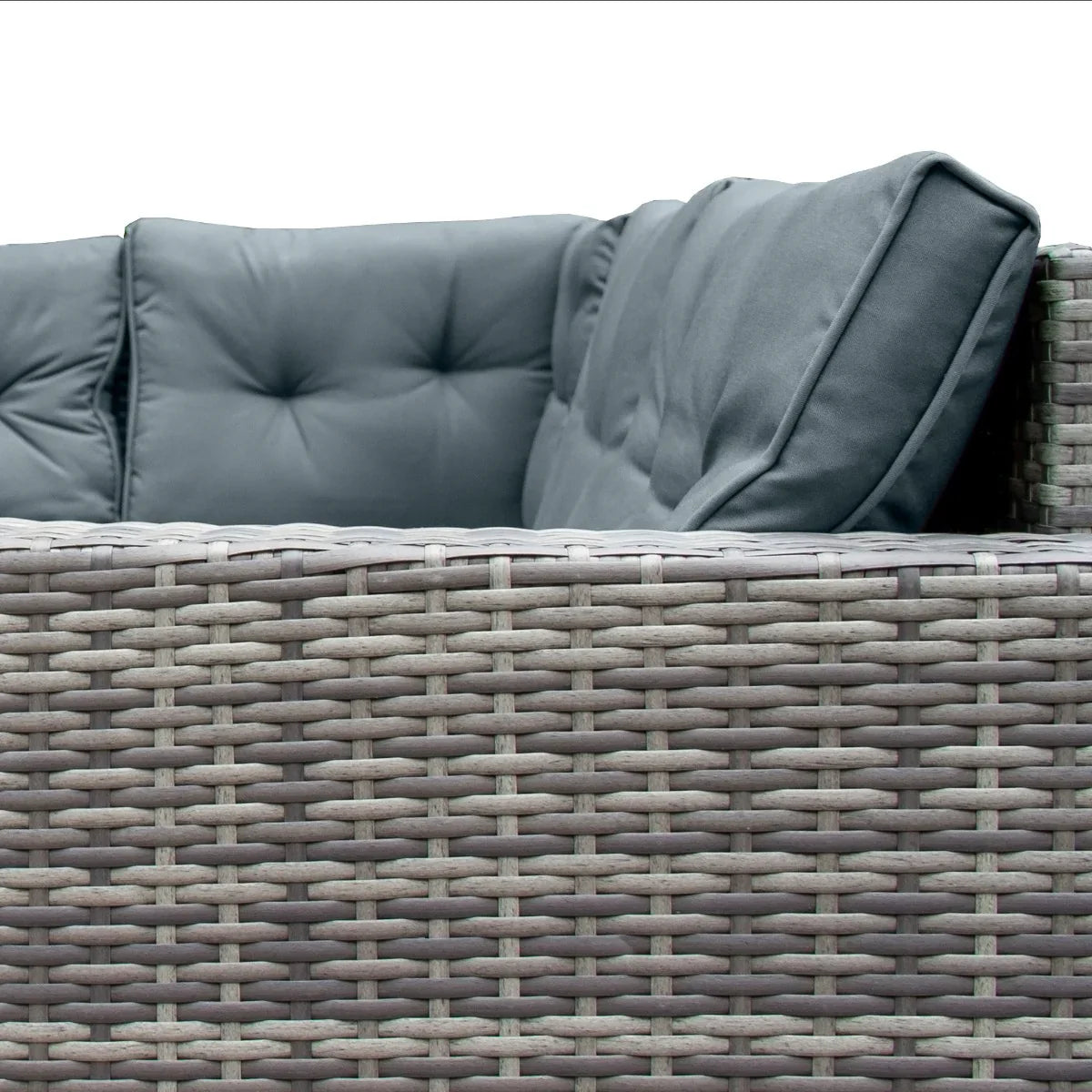 Salon de Jardin 9 personnes & Coffre de Rangement en Rotin – Gris Jardi