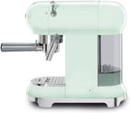 Smeg, ECF01WHEU Manual Espresso -Maschine, Cappuccino -System, Thermoblock, große Tassengehäuse und Doppelkaffeefunktion, 1 l Wassertank, kompakte Abmessungen, 1350W, Weiß