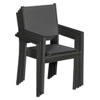 Lot de 8 chaises en aluminium anthracite - textilène gris -
