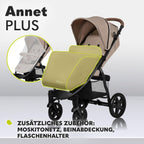 LIONELO Annet Plus Buggy bis 22 kg mit Liegefunktion, Kinderwagen klein zusammenklappbar mit Zubehör, Eva-Schaum-Räder, Moskitonetz, Fußdecke Getränkehalter, Korb