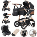 Gcarebb 3 in 1 Kinderwagen, Buggy Mit Auto Babyschale, Mit Höhenverstellbarer Kinderwagen Komplettset, KombiKinderwagen Mit Aluminiumrahmen für Neugeborene 0-4 Jahre