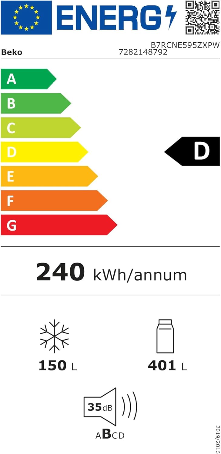 Beko RCNE366E70ZXBRN bPRO700 freistehende Kühl-/Gefrierkombination, großer Kühlschrank, 323 l Gesamtrauminhalt, HarvestFresh, NoFrost, leise, SmoothFit, 0°C-Zone, Dark Inox