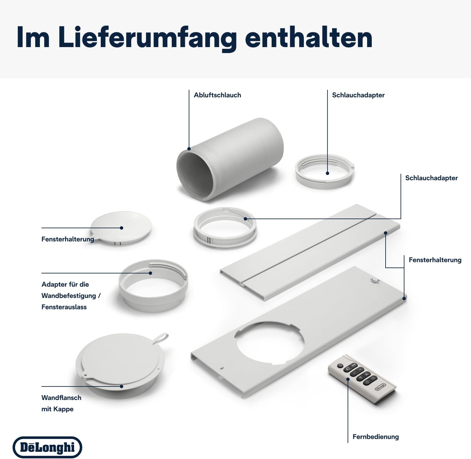 De'Longhi Pinguino PAC EM82, Mobile Klimaanlage für Räume bis zu 80 m³, 9.400 BTU, 2,4 kW, 63 dB, Entfeuchtungsfunktion, Energieklasse A, 24h-Timer, Weiß