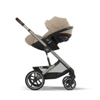 CYBEX Gold Babyschale Cloud G i-Size Comfort, Inkl. Neugeboreneneinlage, Ab Geburt bis ca. 24 Monate, Für Kinder ab 40 cm bis 87 cm, Max. 13 kg, Moon Black